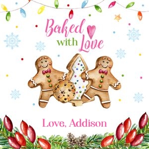 Gingerbread Baked with Love 3x3 tag design preview
