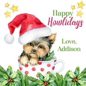 Happy Howlidays Dog Christmas 3x3 tag: Happy Howlidays Dog Christmas 3x3 tag