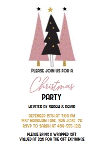 Minimalist pink and black trees 5x7 invitation design preview