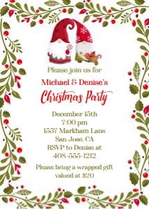 Gnome Christmas 5x7 invitation design preview