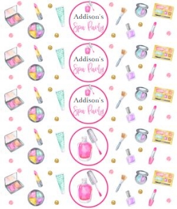Makeup Spa Party Water Bottle Wrapper design preview