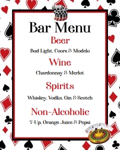 Casino Bar Menu 8x10 design preview