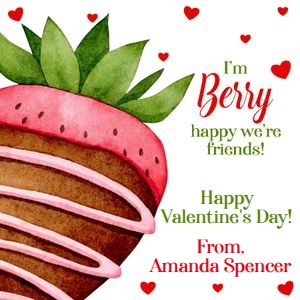 Berry happy strawberry 3x3 Valentine tag design preview