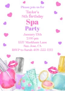 Manicure spa party 5x7 invitation design preview