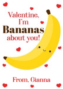 I'm bananas about you Valentine 2.5x3.5 design preview