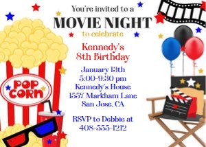 Movie Night 7x5 Invitation: Movie Night 7x5 Invitation