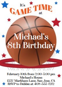 Game time basketball 5x7 invitation design preview