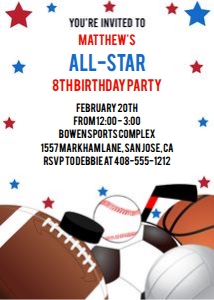 All star sports 5x7 birthday invitation design preview