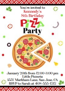Pizza party 5x7 invitation design preview