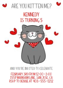 Valentine cat are you kitten me 5x7 invitation: Valentine cat are you kitten me 5x7 invitation