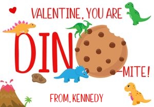 Dinosaur Valentine card 5x3.5: DInosaur Valentine card 5x3.5