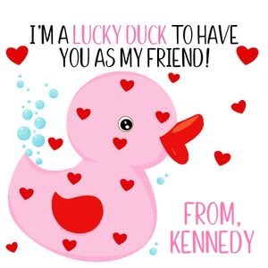 Lucky duck pink and red 3x3 tag design preview