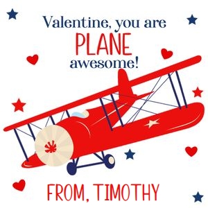 Airplane plane awesome 3x3 Valentine tag: Airplane plane awesome 3x3 Valentine tag