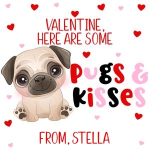 Square pink and red pugs and kisses 3x3 tag: Square pink and red pugs and kisses 3x3 tag