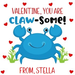 Clawsome crab 3x3 Valentine tag design preview