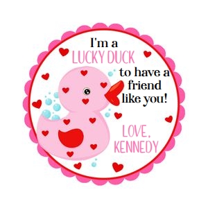 Lucky duck pink and red circle tag: Lucky duck pink and red circle tag
