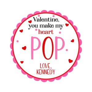 You make my heart pop pink and red circle tag design preview
