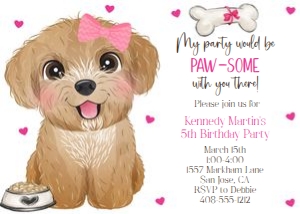 Pawsome 5x7 birthday invitation: Pawsome 5x7 birthday invitation