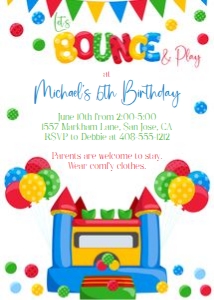 Bounce and play 5x7 invitation design preview