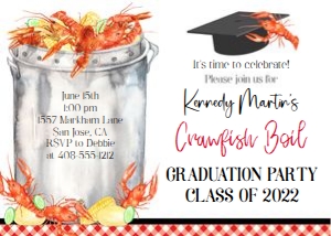 Crawfish graduation 7x5 invitation design preview