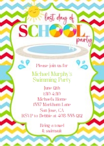 Last day of school pool invitation 5x7 design preview