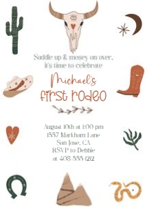 First rodeo wild west 5x7 invitation design preview