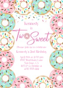Donut sweet 5x7 invitation design preview