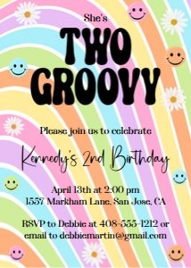 Pastel two groovy 5x7 invitation design preview