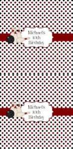 Bowling candy bar wrapper red and black design preview