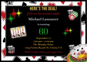 Bundle casino 5x7 invitation cas: Bundle casino 8x10 welcome sign cas