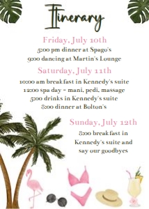 Beach bachelorette weekend itinerary 5x7: Beach bachelorette weekend invitation 5x7