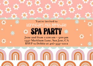 Retro spa 5x7 invitation design preview