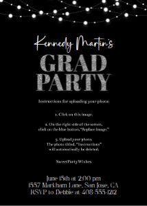 Graduation black with light strings 5x7 silver design preview