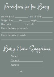 Sage green Predictions and name suggestions 5x7 bundle: Sage green Don't say baby 8x10 bundle