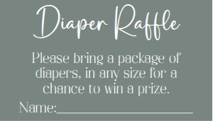 Sage green diaper raffle 3.5x2 bundle: Sage green Don't say baby 8x10 bundle