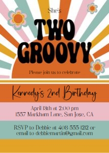 Two groovy 5x7 invitation bundle design preview