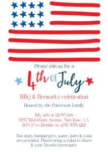 4th of July flag celebration 5x7 invitation: 4th of July flag celebration 5x7 invitation