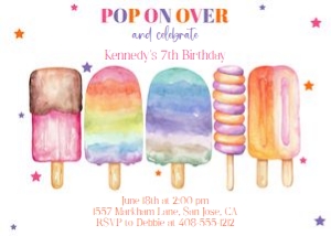 Pop on over popsicle 7x5 invitation design preview