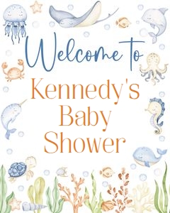Ocean Baby Shower 16x20 welcome sign: Ocean Baby Shower 16x20 welcome sign