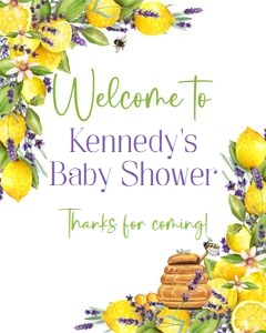 Lemon lavender honey 16x20 baby shower welcome sign: Lemon lavender honey 16x20 baby shower welcome sign