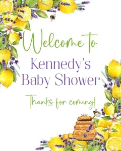 Lemon lavender honey 8x10 baby shower welcome sign: Lemon lavender honey 16x20 baby shower welcome sign