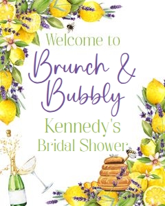 Lemon lavender honey brunch and bubbly 16x20 welcome sign design preview