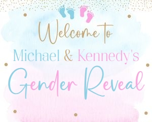 Gender Reveal pink and blue splash 10x8 welcome sign: Gender Reveal pink and blue splash 20x16 welcome sign
