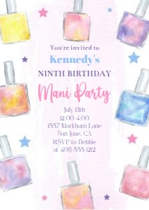 Mani party 5x7 invitation design preview