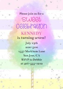 Cotton candy 5x7 invitation design preview