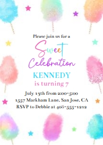 Cotton candy 5x7 multi colors invitation design preview