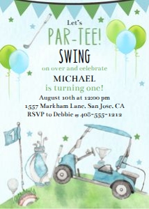 Golf birthday 5x7 invitation design preview