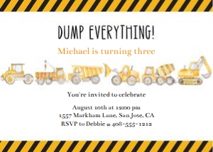 Construction dump everything 7x5 invitation: Construction dump everything 7x5 invitation