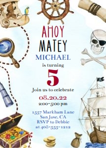 Pirate invitation 5x7 PIBI: Pirate invitation 5x7 PIBI