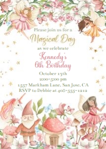 Fairy unicorn magical 5x7 invitation FUMA: Fairy unicorn magical 5x7 invitation FUMA